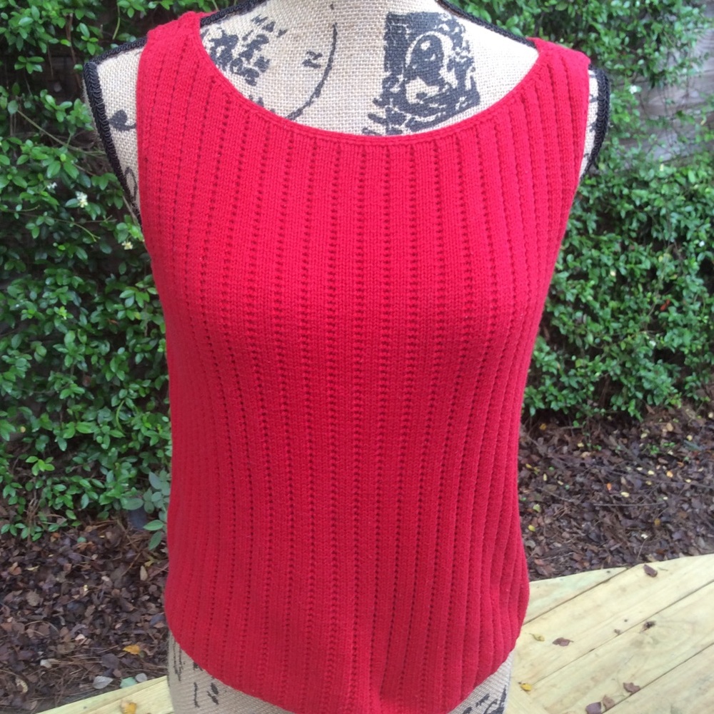 Red sleeveless sweater vest